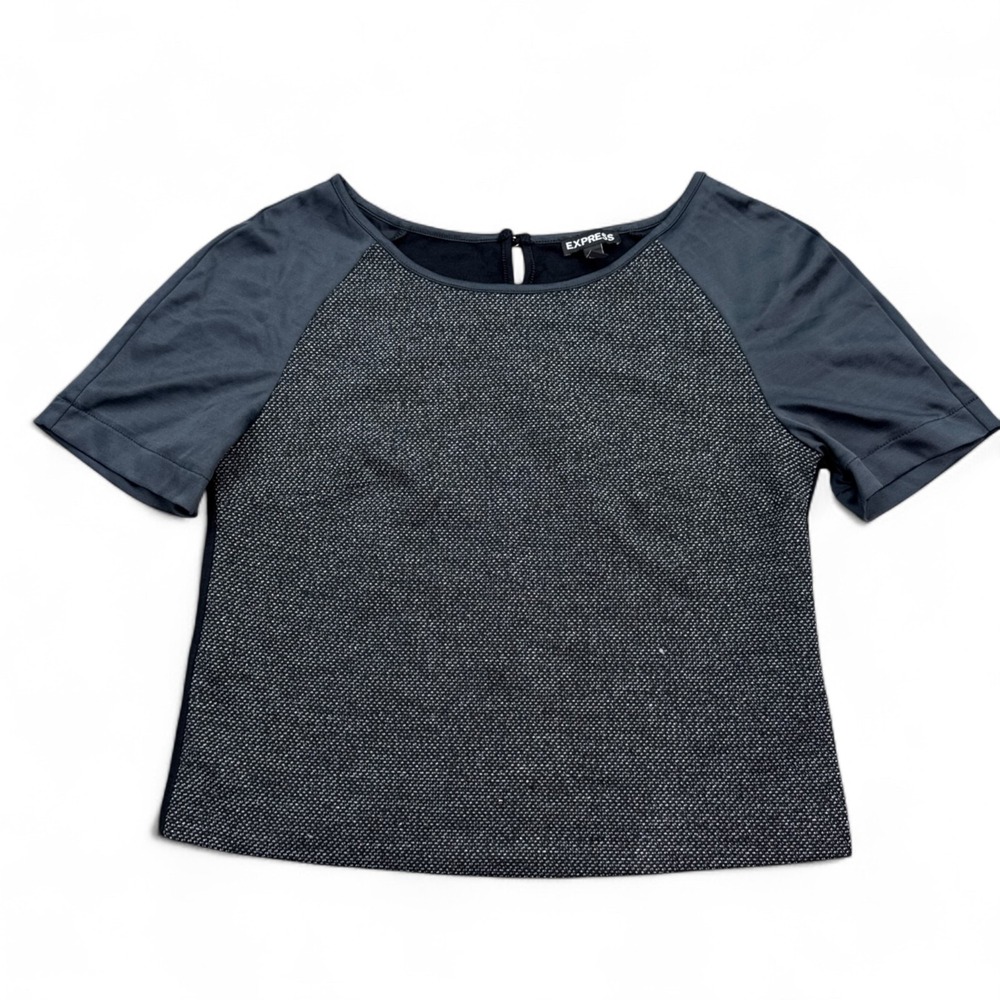 Express Blouse Top Womens Size XS Gray Short Sleeve Casual